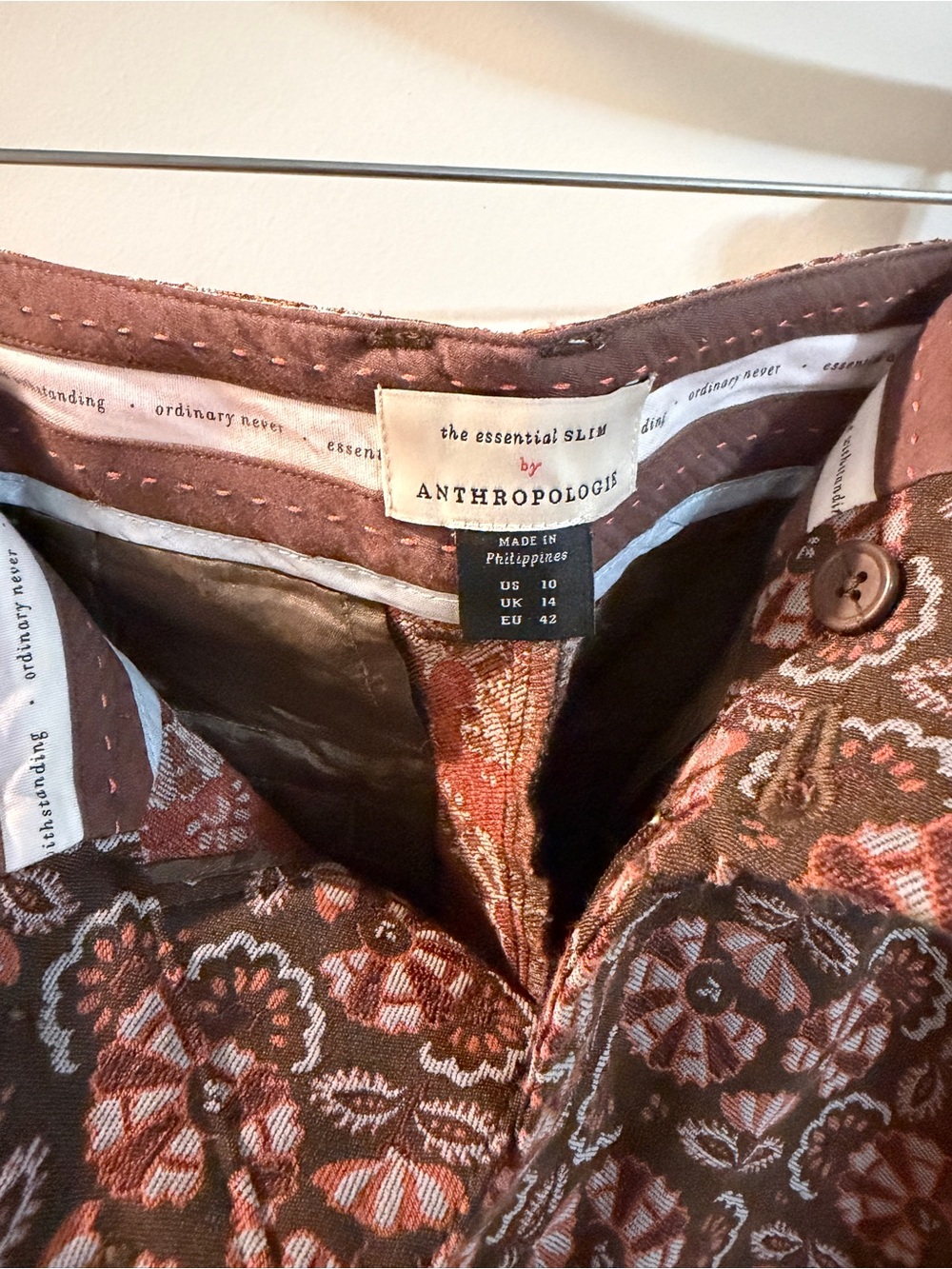 Anthropologie Men’s Brown Shirt with Rust Floral Print